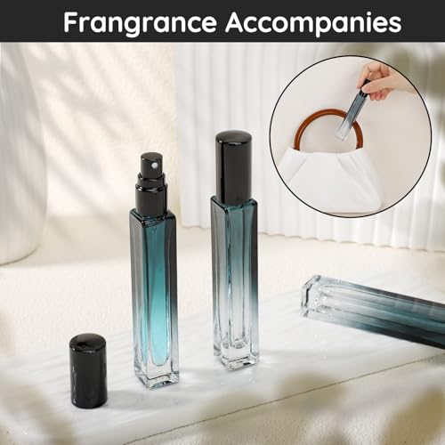 Segbeauty Atomizer Sprayer Set - 2pcs 10ML Refillable Mini Glass Perfume Spray Bottles with Funnel and Pipette, Portable Travel Cologne Sprayer Gradient Green - color: Green, style: Mini Bottles
