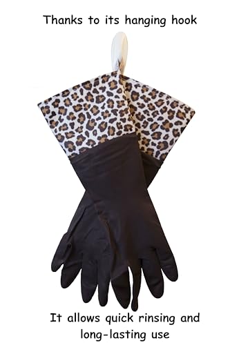 GLOVELY HANDS Rubber Cleaning Gloves – Water-Resistant Latex Dishwashing Gloves with Soft Cotton-Feel Lining, Non-Slip Grip, Long Cuff, Durable Household Kitchen Cleaning Medium (1 PAIR)