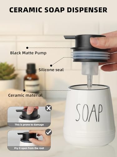 Ceramic Soap Dispenser Set, 13oz Wash Soap Dispenser (Foam-Soap & Lotion) - color: Foam-soap & Lotion