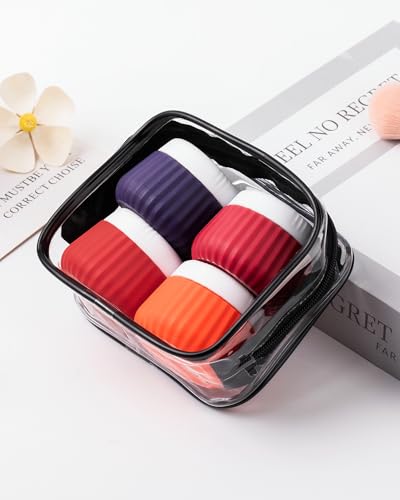 Mrsdry 4 Pack Travel Size Toiletries, TSA Approved Silicone Jars, Leak-Proof, Wide Opening, Portable with Clear Bag - color: Rose, size: 1 oz