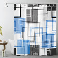 Blue Geometric Abstract Shower Curtain with Hooks Blue and Gray Neutral Design Geometric Fabric Shower Curtain Grey Fashion Mid Century Modern Bathroom Curtains Shower Set, 72Lx60W inches - color: Blue, size: 60"W x 72"L (Pack of 1)