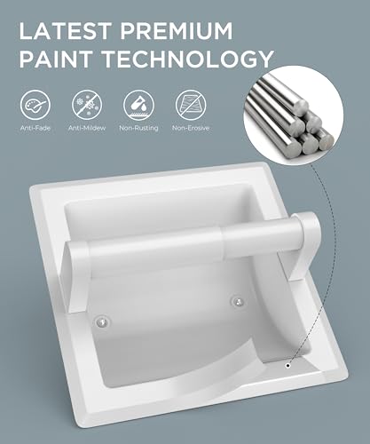 FORIOUS Recessed Toilet Paper Holder, Stainless Steel Durable Tissue Roll Holder Wall Mount for Bathroom Space Saving Design with Mounting Bracket, in Wall Toilet Paper Dispenser Insert, White - color: White