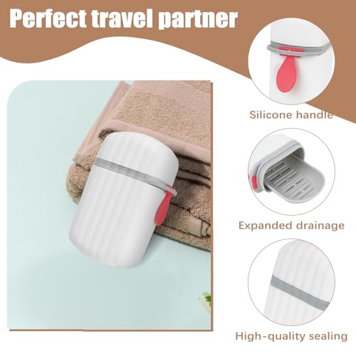 Zoyiancy 4Pcs Travel Soap Box Soap Case with Lid, Portable Soaps Container Waterproof Leakproof with Draining Layer Soaps Dish for Travel Camp Outdoor Bathroom (White, Black)