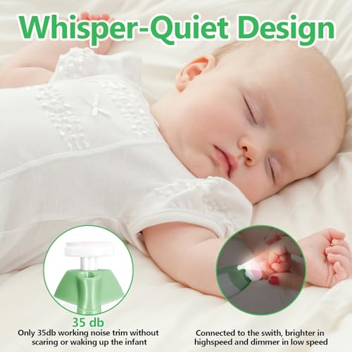 Qunlions life Baby Nail Trimmer Electric, 6 in 1 Rechargeable Baby Nail Clippers Manicure Set Grooming Kit for Toddler Infant or Adults (Green) - color: Rechargeable-green