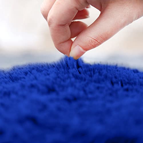 Ultra Soft 3 Piece Bathroom Rug Set - Non Slip Bath Mat, Absorbent Chenille Plush Mat for Tub, Shower, Toilet Floor - Solid Color (Blue) - color: Blue