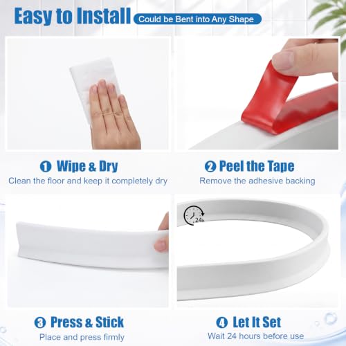 1.97" High Collapsible Shower Threshold Water Dam, 78 Inch Silicone Shower Water Splash Dam Guard Strip Barrier for Bathroom Floor, Wet and Dry Separation Bathroom and Kitchen - style: 1.97"