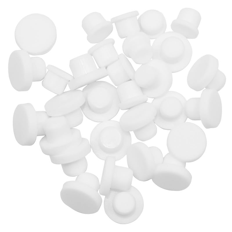 EASYEAH 3 Sizes 12.5/13/13.5 mm Silicone Plugs 1/2 inch T-Shaped Soft Flexible Rubber Stopper Waterproof Seal Button Plug for 0.49-0.53 in Hole, White, 32 Pcs - size: 12.5-13.5mm(0.49-0.53")