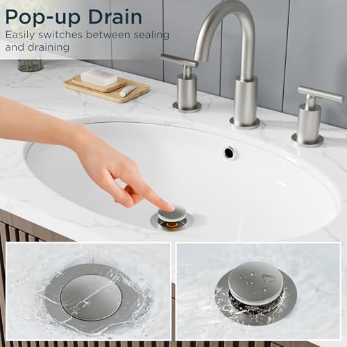FORIOUS Bathroom Sink Drain with Overflow, Pop Up Drain Assembly with Detachable Basket Stopper, Anti-Explosion and Anti-Clogging Strainer, 304 Stainless Steel, Brushed Nickel - color: Brushed Nickel