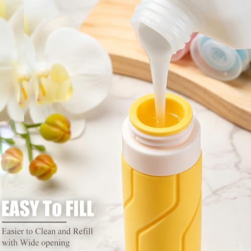 Travel Bottles for Toiletries 15 Pack, TSA Approved Travel Size Containers 3oz, LeakProof Silicone Squeezable Creams Jars, Refillable Toiletry Bottles for Shampoo, Conditioner (Cranberry)