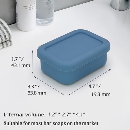 AIDIMMING Leak Proof Silicone Travel Soap Case with Drain Pad, Shatterproof Compact Bar Soap Container with Lid, Shatterproof Portable Soap Holder for Bar Soap, Travel Gym Camping(Dark Blue) - color: Dark Blue
