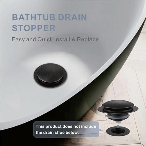 HIDROP Oil Rubbed Bronze Tub Pop Up Stopper,Universal Bathtub Drain Plug | Brass Tub Drain Stopper, Fit 1-1/2" and 1-3/8" Tub Drain, Tip Toe Bathtub Drain, Bathtub Stopper Replacement, EZ Install - color: Oil Rubbed Bronze