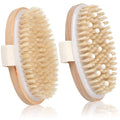 2 Pack Dry Brushing Body Brush, Natural Bristle Exfoliating Brush with Massage Nodes, for Lymphatic Drainage and Improving Skin Health and Reduces Acne