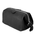 KomalC Premium Buffalo Leather Toiletry Bag for Men & Women With Water resistant Lining, Grooming Travel Pouch, Unisex Wash Bag for Toiletries, Gifts for Men and Women - color: Black