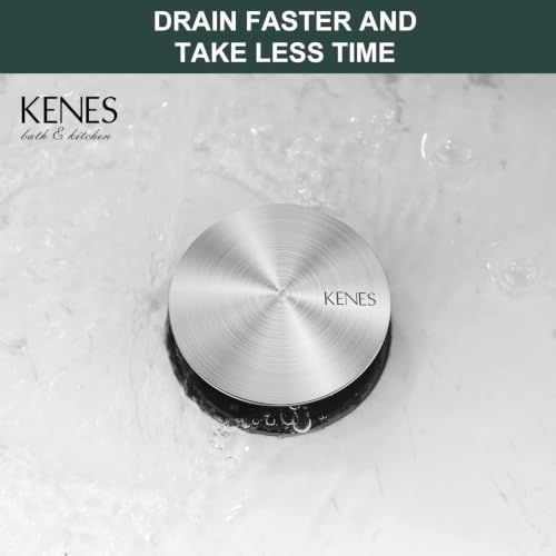 KENES Bathroom Vessel Sink Pop Up Drain Without Overflow Assembly, Lavatory Vanity Sink Drain Stopper,Anti-Clogging Drain Strainer, Brushed Nickel, KE-P300A - color: Brushed Nickel, size: Big Pop up Cap (Without Overflow)