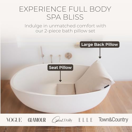 BADESOFA® Full Body Bath Pillow for Tub – Luxury Bathtub Pillow Set (Seat + Large Back Pillow 29”x21”), Quick-Dry, Non-Slip Weighted Spa Cushion for Freestanding & Deep Tubs in Blue - color: Blue, size: Set Large