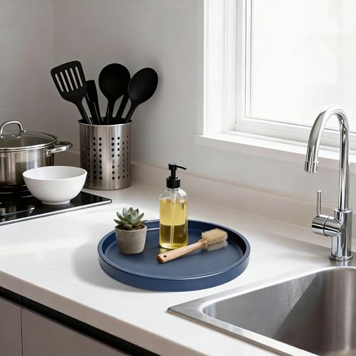 1 Pack 9" Bathroom and Vanity Tray, ABS Bathroom Counter Organizer, Coffee Table Decor for Perfume, Candles, Keys &More. Kitchen Countertop Organizer, Decorative Tray Soap Holder, Blue - color: Blue, size: 9"