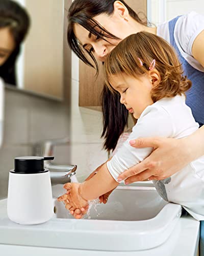 Bosilunlife Ceramic Foaming Soap Dispenser - 12Oz Bathroom Countertop Kitchen Dish Soap Pump Dispenser Foam Soap Dispenser - Matte White - color: Matte White