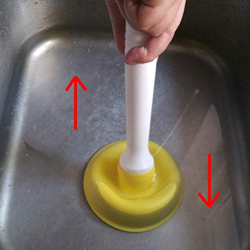 Drain Plunger, Small Hand Force Plumber Helper, Little 4 inch Cup Clog Remover, Tiny Rubber Unclogger in 9" Short Handle for Kitchen Sink, Bathroom Toilet, Shower Bath Tub (Green + Yellow) - color: Green + Yellow