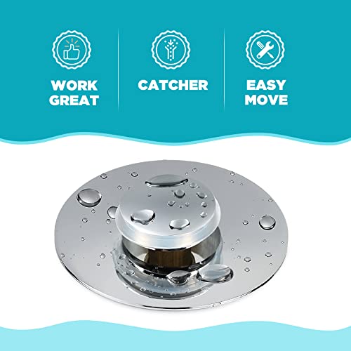 Universal Bathroom Sink Stopper, for 1.1-1.5 Inch Bullet Core Push Type Basin Pop Up Drain Filter, Bathtub Converter Sink Drain Strainer Plug No Overflow with Basket Hair Catcher - color: Silver*1