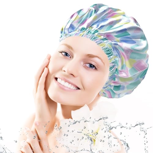 Shower Caps for Women, 4 PCS Elastic and Reusable Bath Caps, Double Layers Shower Cap Reusable Waterproof, Bathing Shower Caps, Environmental Bath Hair Protection Cap - Bow - color: Bow