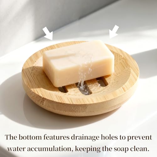 2 Pcs Bamboo Soap Holder Wooden Soap Dishes, Natural Soap Dish Wood Bar Soap Holder for Shower Home Bathroom, Shower Steamer Tray for Shampoo Bath Bomb Steamers (Round and Square)