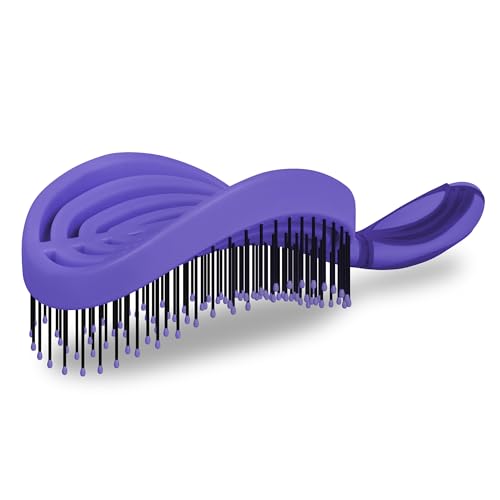 NuWay® DoubleC® Pro Professional Detangling Hair Brush – Patented Double Curve Scalp Care Brush for Gentle Detangling, Blow-Dry Styling & Wet or Dry Hair (Hyacinth) - color: Hyacinth