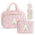 YOOLIFE Initial Hanging Toiletry Bag for Women Teen Girls Birthday Gifts for 8 9 10 11 12 13 14 15 16 Year Old Girls Hanging Travel Toiletry Bag Makeup Bags Gift for Women Teen Girl Kids Letter Pink A - color: Pink, style: A