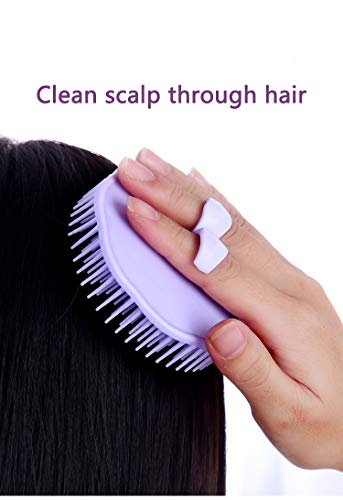 Aroveea Hair Scalp Brush Dandruff Cleaning Brush Shower Scalp Shampoo Brush Scalp Massager Pack of 4 (Orange and Violet) - color: Orange and Purple