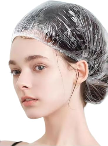 200 PCS Disposable Shower Caps Plastic Clear Hair Cap Elastic Waterproof Hair Bath Caps Thickening Shower Cap for Women Men Kids Girls Hotel and Hair Salon Travel Spa Home Use Beauty Salon Accessories