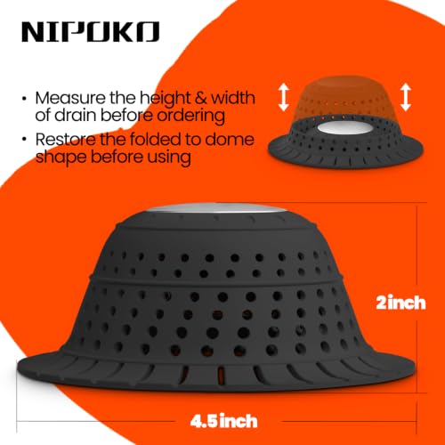 Shower Drain Hair Catcher - Bathtub Drain Cover Foldable Silicone，Shower Drain Protector for Pop-Up and Regular Drains of Shower,Tub, Bathroom, Sink, Silver-Black - color: Silver-black