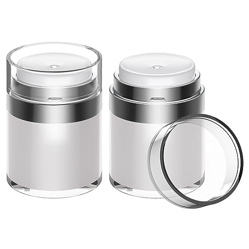 Airless Pump Jar, 1 oz Airless Pump Bottles, Travel Lotion Container – Vacuum Dispenser for Cream – Leak-Proof TSA-Friendly Design Keeps Cream Fresh – Multi-Purpose for Lotion, Sunscreen (2 Pack) - color: 1 oz