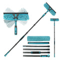 Buysenton Professional 2-in-1 Window Squeegee Cleaner Tool with 62" Extension Pole, Rotatable Bendable Head & Scrubber, Car Glass Cleaning Kit for Windows, Shower, Gas Station - 1 Blade 2 Scrubber