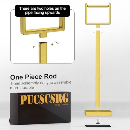 Brass Gold Toilet Paper Holder Stand，Stainless Steel Toilet Paper Holder Free Standing，Stable Weighted Base Floor Tissue Roll Holder for Bathroom，Modern Pivoting Toilet Paper Stand - color: Brass Gold