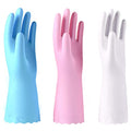 Alimat PluS 3 Pack Reusable Cleaning Gloves Latex Free, Dishwashing Gloves with Cotton Flock Liner and Embossed Palm, Waterproof Household Gloves for Laundry, Gardening (Small) - color: Blue+pink+white, size: Small (Pack of 3)