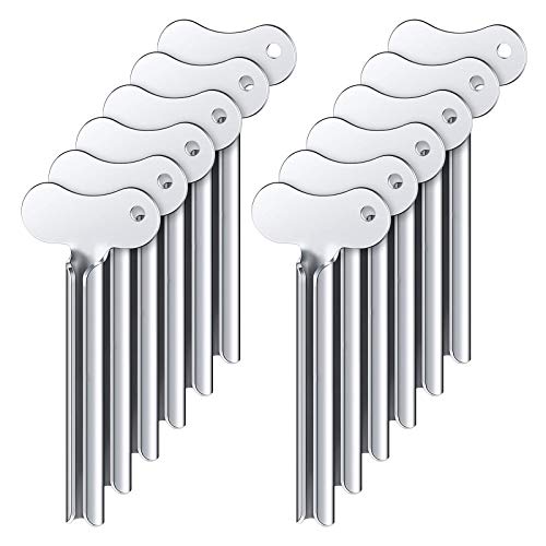ZOCONE Toothpaste Squeezer, 12pcs Metal Tube Squeezer Key Stainless Steel Toothpaste Roller Tube Wringer for Paint, Cream, Cosmetic and Hair Dye(A) - color: A