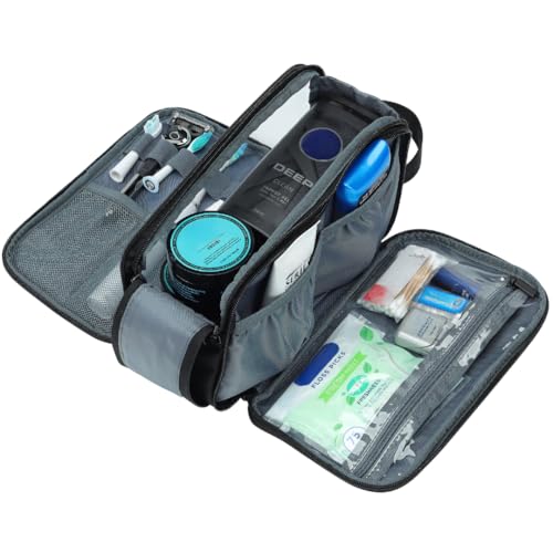 ZEEMO Travel Toiletry Bag for Men, Medium Water-Resistant Double-Sided Full-Open Dopp Kit, Versatile Organizer for Shower and Hygiene Accessories, Bathroom Essentials, Cosmetics, Black - color: Black, size: Medium
