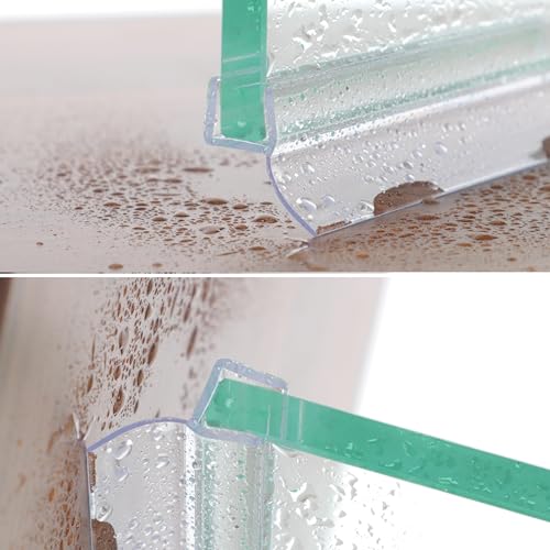 Frameless Shower Door Seal Strip 4 Pack x 39 Inch H for 3/8" Thick Glass Shower Door Side Seal Strip Bottom Seal Door Sweep, Ultra Clear Polycarbonate Stop Showers Leaks Create A Water Barrier - color: H-Type Side & Bottom, size: 4PCS & 3/8" & 39"