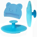 Baby Bath Brush, Baby Cradle Cap Brush, Silicone Massage Brush, Baby Comb, Children's Comb（3pcs） (Blue) - color: Blue