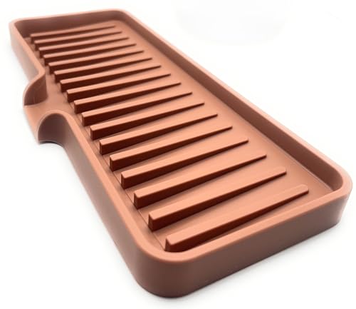 Silicone Soap Dish Tray and Sponge Holder with Drain Chute, Rectangular, Kitchen and Bathroom Sink Organizer (Mocha, 9"x3.5") - color: Mocha, size: (MD) 9"x3.5"