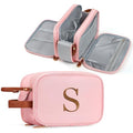 YOOLIFE Travel Toiletry Bag - Birthday Gifts for Women | Personalized Initial Makeup Bag for Women Teen Girls, Travel Essentials for Woman Letter S Pink - color: Pink, style: S