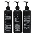 HOMCDALY Black Shampoo and Conditioner Dispenser, 16oz 3-Pack Refillable Pump Bottles, Shampoo Conditioner Body Wash Dispensers Bottles, Bathroom Shower Dispenser (Black-2 - color: Black&black Pump