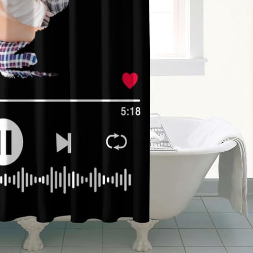 Personalized Shower Curtain Set Custom Photo Shower Curtains Modern Minimalist Home Bathroom Curtain Decor with 12 Hooks 72 Inch Wide * 84 Inch High - color: 1 Photo-3, size: 72"W x 84"L (Pack of 1)