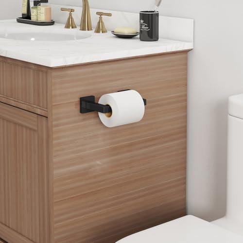 FEILERN Toilet Paper Holder Matte Black Wall Mounted Post Pivoting Square Tissue Holders Roll Holder Hangers for Bathroom Commercial Toilet Paper Dispenser - color: Black, size: 1 Pack