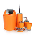 6Pcs Bathroom Accessory Tumbler Toothbrush Holder Bin Soap Dish Dispenser (Orange) - color: Orange