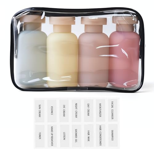 Travel Shampoo Bottles for Toiletries, Leak Proof Travel Size Toiletries Bottle Containers for Shampoo and Conditioner, Reusable Squeeze Bottles, Essentials Accessories (Garden Series, 3.4oz, 4Pcs) - color: Garden Series
