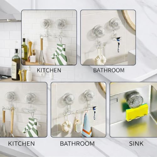 HOME&I Twist-to-Lock Razor Holder for Shower, 2 Pack Clear Suction Cup Bathroom Hooks with Triple Hook Design, No-Drill Wall Mount Organizer for Razor, Loofah, Washcloth & Shower Accessories - style: Twist Lock+Triple Hook