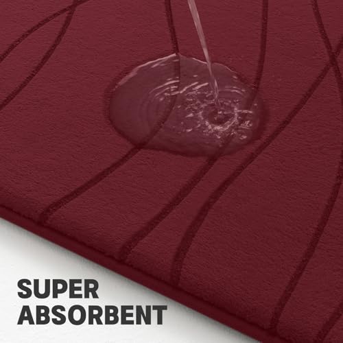 YIHOUSE Bathroom Rugs Set 2 Piece, Memory Foam Bath Mat Red | U Shaped+Small Mat, Ultra Soft, Absorbent, Non-Slip, Machine Washable, for Bathroom, Sink and Toilet - color: Red, size: 2' x 1'5" (Rectangular)