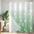 No Hook Shower Curtain with Snap-in Liner, Green Ombre Bathroom Shower Curtains with Liner Set, Waterproof & Washable, Mesh Top Window, 59" W x 79" L - color: 02 Ombre - Green, size: 59"W x 79"L (Pack of 1)