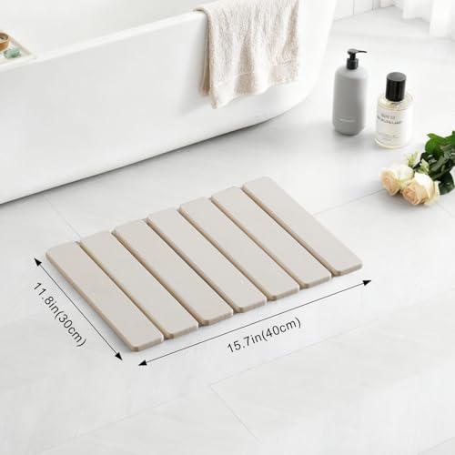 15.76 Inch Stone Drying Mat for Kitchen Counter, White Easy Clean Foldable Stone Dish Drying Mat, Non-Slip Quick Dry Bath Mats for Bathroom, Diatomaceous Earth Bath Mat Outdoor Use - color: White, size: 12" x 1'4" (Rectangular)