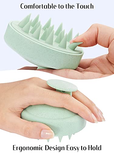 HEETA Scalp Massager Hair Growth, Soft Silicone Scalp Scrubber Shampoo Brush for Exfoliation, Dandruff Removal & Head Massage Stress Relax, Wet & Dry Use for Thick, Thin Hair Care, Wheat Straw Green - color: New Green